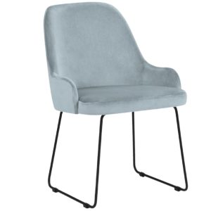 Světle modrá sametová jídelní židle MICADONI OLIVINE  - Výška86 cm- Šířka 55 cm