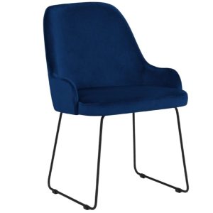 Královsky modrá sametová jídelní židle MICADONI OLIVINE  - Výška86 cm- Šířka 55 cm