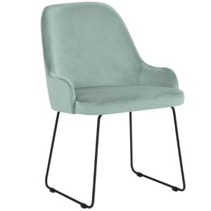 Mátově zelená sametová jídelní židle MICADONI OLIVINE  - Výška86 cm- Šířka 55 cm
