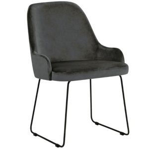 Šedá sametová jídelní židle MICADONI OLIVINE  - Výška86 cm- Šířka 55 cm