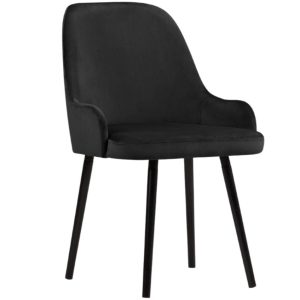 Černá sametová jídelní židle MICADONI FLINT  - Výška85 cm- Šířka 55 cm