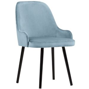 Světle modrá sametová jídelní židle MICADONI FLINT  - Výška85 cm- Šířka 55 cm