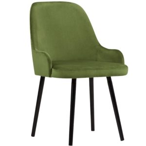 Zelená sametová jídelní židle MICADONI FLINT  - Výška85 cm- Šířka 55 cm