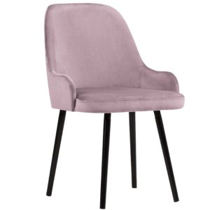 Růžová sametová jídelní židle MICADONI FLINT  - Výška85 cm- Šířka 55 cm