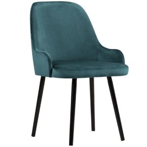Petrolejově modrá sametová jídelní židle MICADONI FLINT  - Výška85 cm- Šířka 55 cm