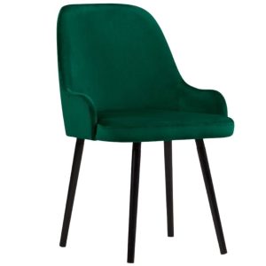 Tmavě zelená sametová jídelní židle MICADONI FLINT  - Výška85 cm- Šířka 55 cm