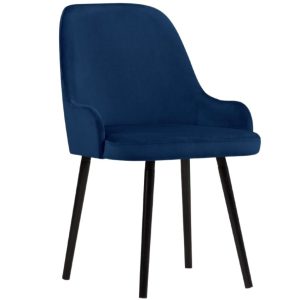 Královsky modrá sametová jídelní židle MICADONI FLINT  - Výška85 cm- Šířka 55 cm