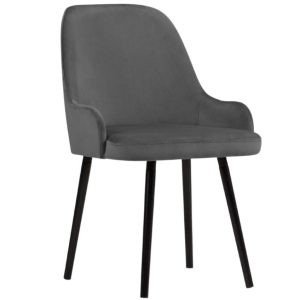 Šedá sametová jídelní židle MICADONI FLINT  - Výška85 cm- Šířka 60 cm