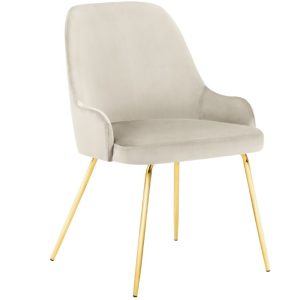 Béžová sametová jídelní židle MICADONI CADIZ  - Výška85 cm- Šířka 60 cm