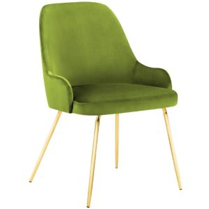 Zelená sametová jídelní židle MICADONI CADIZ  - Výška85 cm- Šířka 60 cm