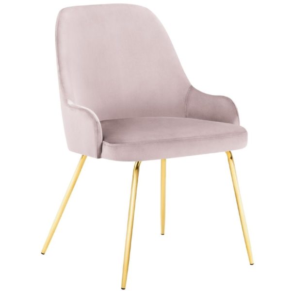 Růžová sametová jídelní židle MICADONI CADIZ  - Výška85 cm- Šířka 60 cm