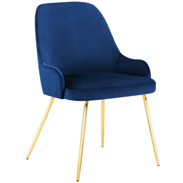 Královsky modrá sametová jídelní židle MICADONI CADIZ  - Výška85 cm- Šířka 60 cm