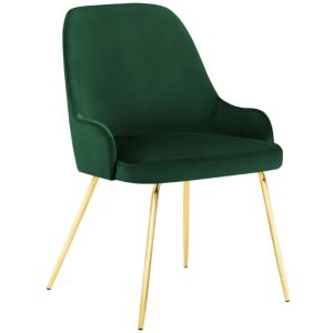 Tmavě zelená sametová jídelní židle MICADONI CADIZ  - Výška85 cm- Šířka 60 cm
