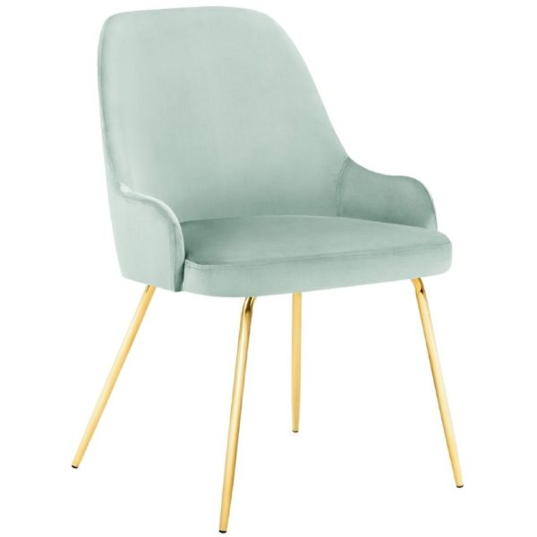 Mátově zelená sametová jídelní židle MICADONI CADIZ  - Výška85 cm- Šířka 60 cm
