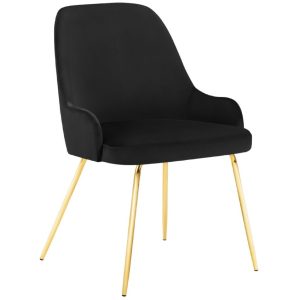 Černá sametová jídelní židle MICADONI CADIZ  - Výška85 cm- Šířka 60 cm