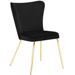 Černá sametová jídelní židle MICADONI ARI  - Výška88 cm- Šířka 60 cm