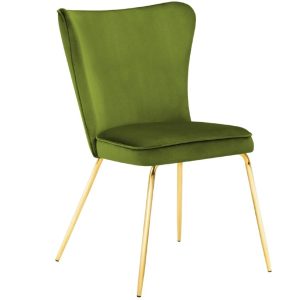 Zelená sametová jídelní židle MICADONI ARI  - Výška88 cm- Šířka 60 cm