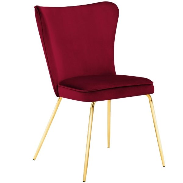 Červená sametová jídelní židle MICADONI ARI  - Výška88 cm- Šířka 60 cm