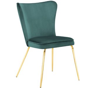 Petrolejově modrá sametová jídelní židle MICADONI ARI  - Výška88 cm- Šířka 60 cm