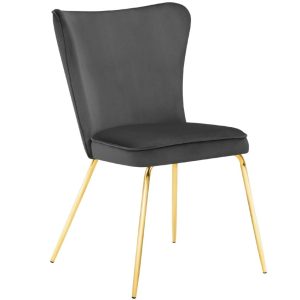 Šedá sametová jídelní židle MICADONI ARI  - Výška88 cm- Šířka 60 cm