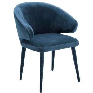 Petrolejově modrá sametová jídelní židle Eichholtz Cardinale  - Výška79 cm- Šířka 62 cm