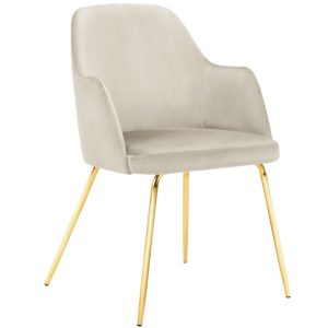 Béžová sametová jídelní židle MICADONI CHAYA  - Výška85 cm- Šířka 59 cm
