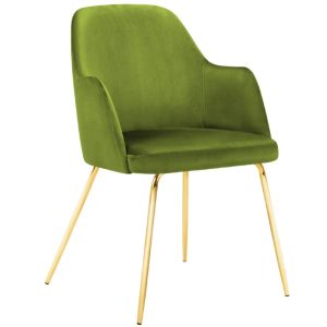 Zelená sametová jídelní židle MICADONI CHAYA  - Výška85 cm- Šířka 59 cm