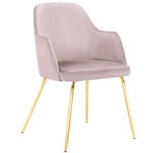 Růžová sametová jídelní židle MICADONI CHAYA  - Výška85 cm- Šířka 59 cm