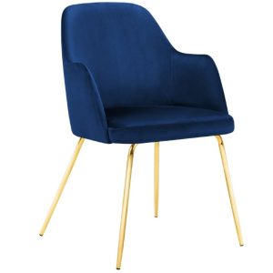 Královsky modrá sametová jídelní židle MICADONI CHAYA  - Výška85 cm- Šířka 59 cm