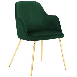 Tmavě zelená sametová jídelní židle MICADONI CHAYA  - Výška85 cm- Šířka 59 cm