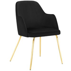 Černá sametová jídelní židle MICADONI CHAYA  - Výška85 cm- Šířka 59 cm