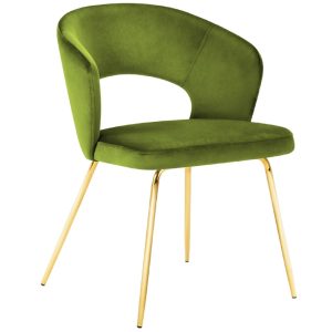 Zelená sametová jídelní židle MICADONI WEDI  - Výška80 cm- Šířka 56 cm