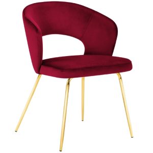 Červená sametová jídelní židle MICADONI WEDI  - Výška80 cm- Šířka 56 cm