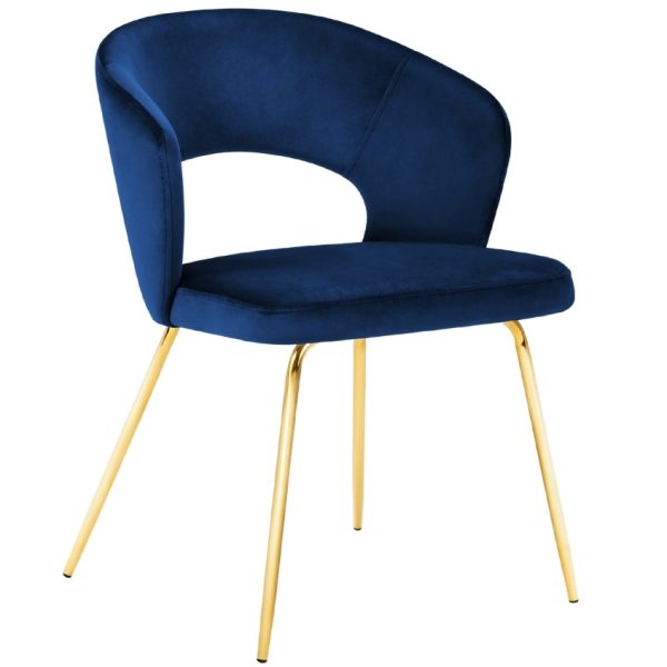 Královsky modrá sametová jídelní židle MICADONI WEDI  - Výška80 cm- Šířka 56 cm