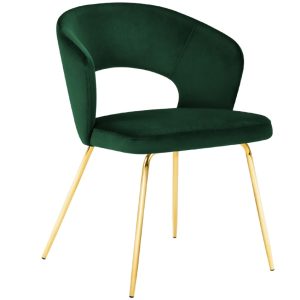 Tmavě zelená sametová jídelní židle MICADONI WEDI  - Výška80 cm- Šířka 56 cm