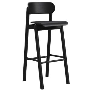Take Me Home Černá dubová barová židle Honza 77 cm  - Výška100 cm- Šířka 42 cm