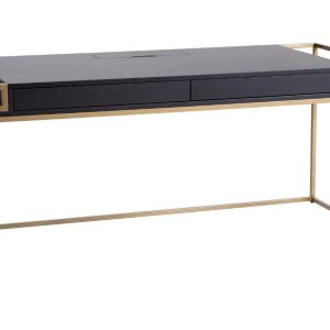 Nordic Design Černo zlatý lakovaný pracovní stůl Hugo 180 x 78 cm  - Šířka180 cm- Hloubka 78 cm