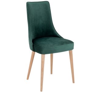 Nordic Design Tmavě zelená sametová jídelní židle Kika  - Výška89 cm- Šířka 47 cm