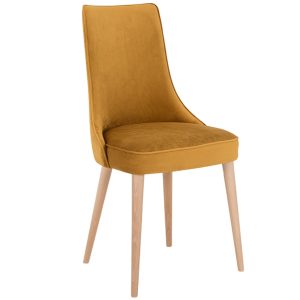 Nordic Design Žlutá sametová jídelní židle Kika  - Výška89 cm- Šířka 47 cm