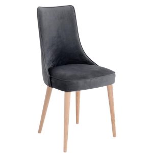 Nordic Design Tmavě šedá sametová jídelní židle Kika  - Výška89 cm- Šířka 47 cm