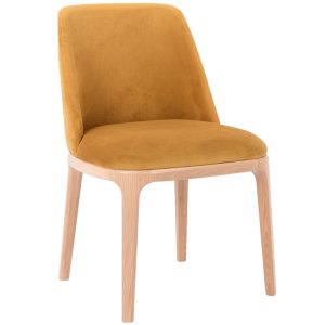 Nordic Design Žlutá sametová jídelní židle Lola  - Výška82 cm- Šířka 53 cm