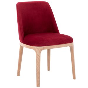 Nordic Design Červená sametová jídelní židle Lola  - Výška82 cm- Šířka 53 cm