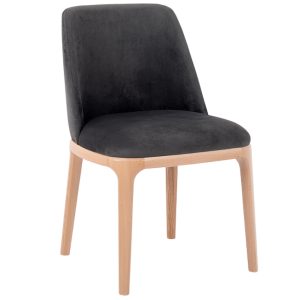 Nordic Design Tmavě šedá sametová jídelní židle Lola  - Výška82 cm- Šířka 53 cm