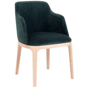 Nordic Design Tmavě zelená sametová jídelní židle Lola s područkami  - Výška82 cm- Šířka 53 cm