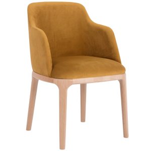Nordic Design Žlutá sametová jídelní židle Lola s područkami  - Výška82 cm- Šířka 53 cm