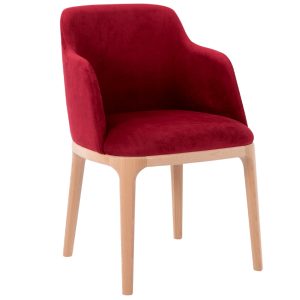Nordic Design Červená sametová jídelní židle Lola s područkami  - Výška82 cm- Šířka 53 cm