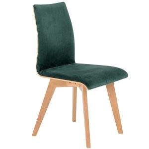 Nordic Design Tmavě zelená sametová jídelní židle Runny  - Výška90 cm- Šířka 45 cm