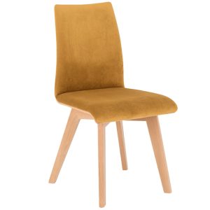Nordic Design Žlutá sametová jídelní židle Runny  - Výška90 cm- Šířka 45 cm