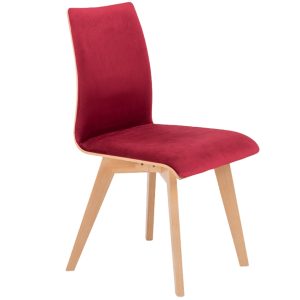 Nordic Design Červená sametová jídelní židle Runny  - Výška90 cm- Šířka 45 cm