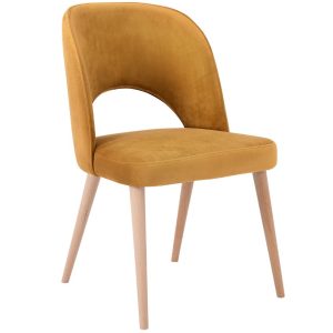 Nordic Design Žlutá sametová jídelní židle Jolene  - Výška85 cm- Šířka 50 cm